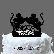 GOOSE LOVER(TM) 2 Mice Silhouette Cake Topper, Mr And Mrs Wedding Cake Topper With Heart Decor, Cartoon Wedding... N4