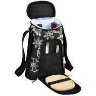 Picnic at Ascot Stylish 2 Bottle Insulated Wine Tote Bag with Cheese Board, Knife and Corkscrew - Trellis Blue N14