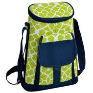 Picnic at Ascot Stylish 2 Bottle Insulated Wine Tote Bag with Cheese Board, Knife and Corkscrew - Trellis Blue N16