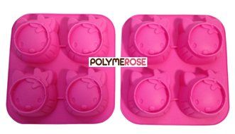 SET OF TWO HELLO KITTY Molds Pans for Candy, Desserts, Soaps and Crafts. (4 Cavity Each; 8 Cavity Total) Silicone...