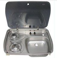 RV, Caravan, Camper, Boating 2 Burner LPG Gas Stove and Sink Combo With Glass Lid GR-588 N8