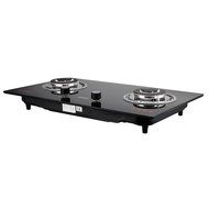 Windmax 30" Black Tempered Glass 2 Burners Built-in Fixed NG / LPG Gas Cooktops with Time Set Function N6