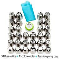 Russian Piping Tips Set - Cake Decorating Kit - Professional Tri Color Coupler And Reusable Silicone Pastry Bag... N2