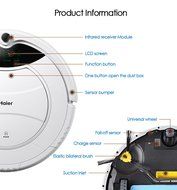 Haier&reg; SWR-T321 Pathfinder Vacuum Cleaner Robot Remote Control Self Charging Cleaning Devices (US PLUG, GRAY) N6