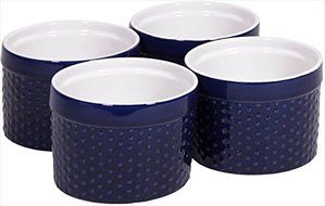 Home Essentials 68644 Mini Stoneware Hobnail Cobalt Ramekins 6 oz, Set of 4