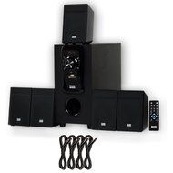 Acoustic Audio AA5150 Home Theater 5.1 Speaker System with FM Tuner and 4 Extension Cables N2