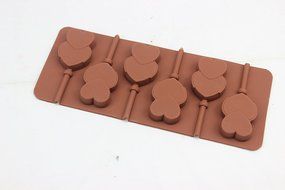 Wocuz 4-capacity Heart Star Flower Round Shape Silicone Lollipop Making Mold with Sticks (heart) N2