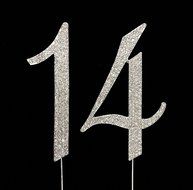 Large 14th Birthday Number Cake Topper with Sparkling Rhinestone Crystals - 4 1/2&quot; Tall - Cake Decoration Jewelry