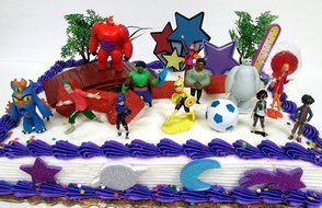 Big Hero 6 Birthday Cake Topper 26 Piece Set Featuring Hiro Hamada, Baymax, Go Go Tomago, Honey Lemon, Wasabi... N6