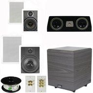 Theater Solutions 5.1 Home Theater 8" and 6.5" Speakers Set with Center 10" Powered Sub and More TS6W8WC51SET4