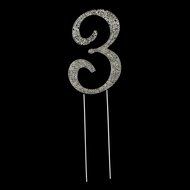 Number 7 Cake Topper, Birthday or Anniversary Party Decoration, Rhinestone Metal Top (7) N37