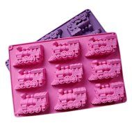 Piago 1 Pcs 9 Trains Silicone Cake Baking Mold Cake Pan Handmade Soap Moulds Biscuit Chocolate Ice Cube Tray DIY...