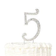 Number 7 Cake Topper, Birthday or Anniversary Party Decoration, Rhinestone Metal Top (7) N41