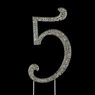 Number 7 Cake Topper, Birthday or Anniversary Party Decoration, Rhinestone Metal Top (7) N42