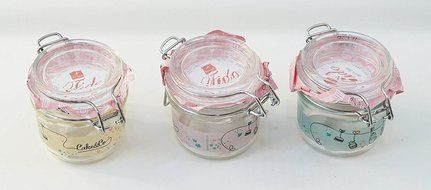 Bormioli Rocco: "Cake &amp; Co." Jars, "Fido" Line, Three Colours (Green, Pink, Yellow) 6.76 Fluid Ounces (200ml)...