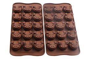 Webake Silicone Chocolate Molds, Candy Molds, 15-Cavity, Lovely Pig-Shape N2