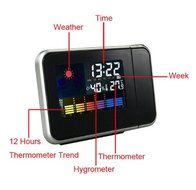 Digital Weather LCD Projection Snooze Alarm Clock Color Display w/ LED Backlight N8