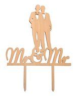Gay Couple Wedding Cake Topper Mr &amp; Mr Silhouette Party Decoration with Gift Box (Acrylic) N6