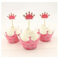 Broadmix Princess Collection Cupcake Wrappers and Toppers Set of 12 for Girls Baby Girls Barbie N8