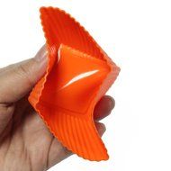 Trustworthy Buy 12-pack Reusable Silicone Square Baking Cups / Cupcake Liners - Orange N4