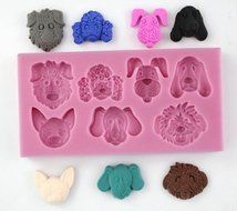 Baking Mold Animal Square 3D Mini Shape Dog Faces 7 Cavity Pink Silicone Mold for Fondant Gum Paste Chocolate... N6