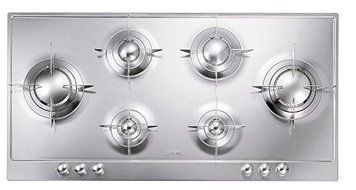 Smeg PU106 39" Piano Design Gas Cooktop, 6 Burners, Polished, Stainless Steel