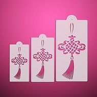 Y&amp;XL&amp;H 3 Chinese Knot Pattern Cake Stencil,Stencil Tool Kit for Cakes,Cupcake Icing Stencils Decoration