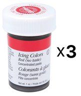 Wilton Red Food Coloring Concentrated Paste 1 Ounce Icing/Cakes/Dough's (3-Pack)