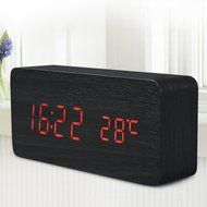 Aosis Red LED Wooden Alarm Clock Time Temperature Week Calendar Display for Home Office N4