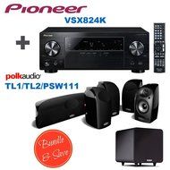 Pioneer VSX-824 5.2-Channel Network A/V Receiver (Black) + 4 Polk Audio TL 1 Satellite Speaker (Each Black) +...