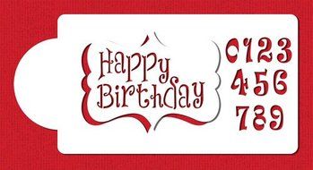 Happy Birthday Plaque Cake Stencil by Designer Stencils