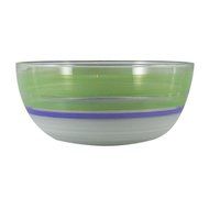Golden Hill Studio 11" Serving Salad Bowl Hand Painted in the USA by American Artists-Retro Cottage Stripe Orange... N6