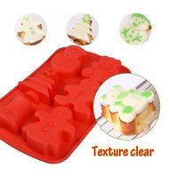 inkint 6 Capacity Silicone Fondant Cake Mold Christmas Trees Snowmen Bell Bear Shape Cake Pudding Chocolate Making... N6