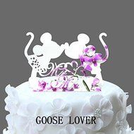 GOOSE LOVER(TM) 2 Mice Silhouette Cake Topper, Mr And Mrs Wedding Cake Topper With Heart Decor, Cartoon Wedding... N5