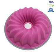 Trustworthy Buy 10-Inch Slicone Pastry Baking Kouglof Mold Pan, Savarin Bundt Pan - Rose Pink N3