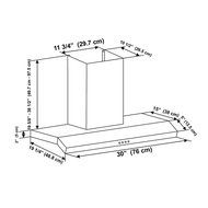 Ancona Rectangle Front Dip Stainless Steel 600 CFM Wall Mount Range Hood, 30-Inch N7