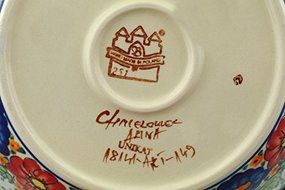 Polish Pottery Bowl with Handles 12-inch Spring Splendor UNIKAT N5