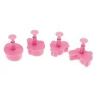 Sher Fondant Cake DIY Decorating Plunger Cutter Tools Chicken Rabbit Ice Cream Easter Egg Theme (4-Pack)