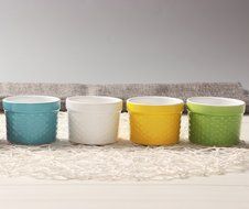 SOLECASA "4.5-OZ/Set of 4" Porcelain/Ceramic Round Colored Ramekin Set,Custard Cup,Cup for Cupcake N5