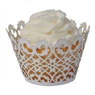 Resmy&reg; Pack of 24 White Filigree Lace Cupcake Wrappers Wraps Liners Wedding Birthday Party Christening Baby Shower... N2