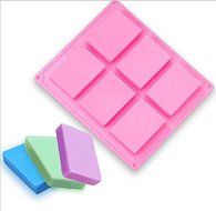Drhob 1pc Mini 6 square grid Silicone Mold for Soap, Bread, Loaf, Muffin, Brownie, Cornbread, Cheesecake, Pudding...