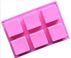 Drhob 1pc Mini 6 square grid Silicone Mold for Soap, Bread, Loaf, Muffin, Brownie, Cornbread, Cheesecake, Pudding... N3