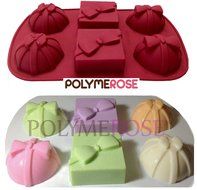 Polymerose 6 Cavity Silicone GIFTS Mold Pan for Cupcakes, Desserts, Jello, and for Crafts