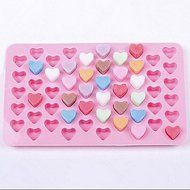 Y&amp;XL&amp;H 55-Slot Heart Shaped Silicone Cake Biscuit Baking Mold Tray Mold Bakeware (Pink) N5