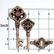 Victorian Rose Skeleton Key Silicone Mold, Food Safe Wedding Cake Decorating with Fondant, Chocolate, Candy, Craft... N3