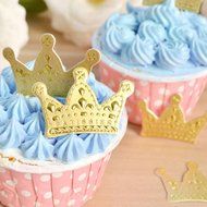 uhoMEY(TM) 50pcs Gold Crown Cupcake Toppers,Wedding Picks N3