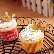 uhoMEY(TM) 50pcs Gold Crown Cupcake Toppers,Wedding Picks N4