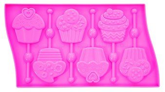 Pavoni LP01ROS Platinum Silicone Cupcakes Lollipop Mould, Pink