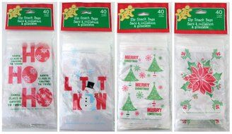 Assorted Festive Holiday Inspired Christmas Zip-Seal Snack Bags, 40-ct. Packs ~ (Set of 4) N3