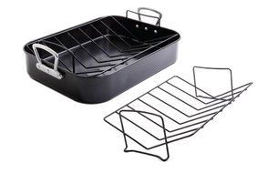 Gibson Home 89134.02 Broxton 2 Piece Non-Stick Turkey Roaster, Black N2
